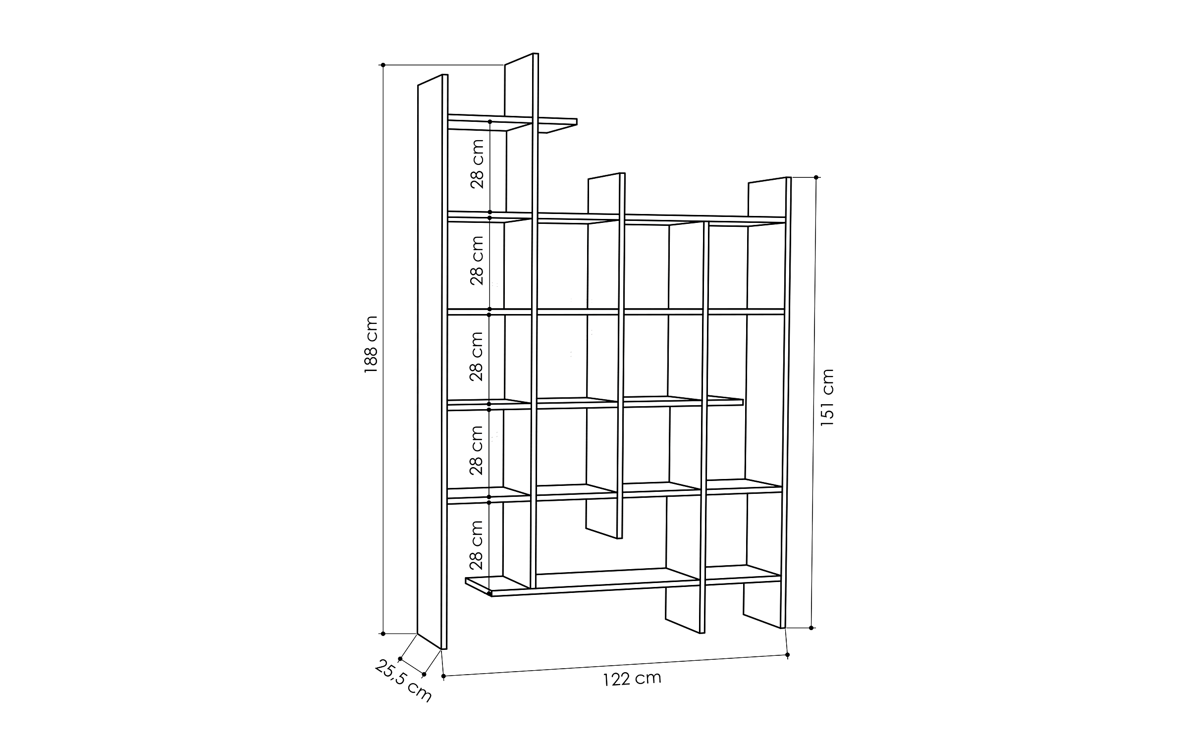 Etajera Makon, alb  2